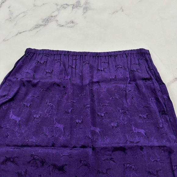 New Aura Womens Vintage Skirt Size M Purple Jacquard Animal Print 90s Shimmer - Picture 2 of 9